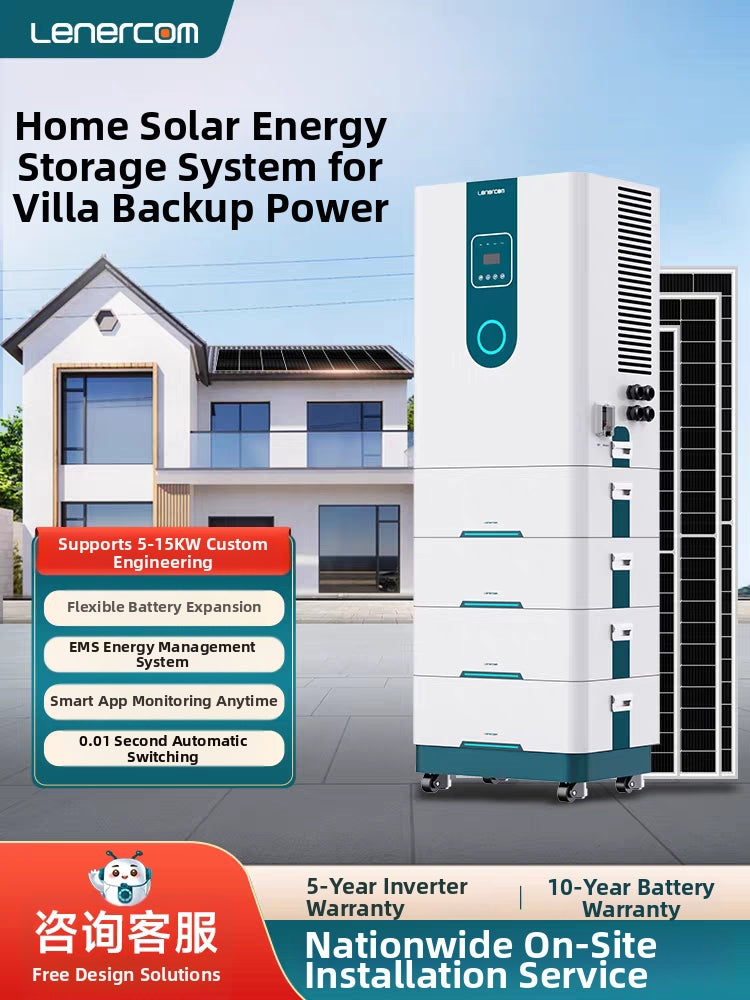10KW Residential Solar PV System - Complete All-in-One Solar Storage with 220V/380V Battery Kit for Villas