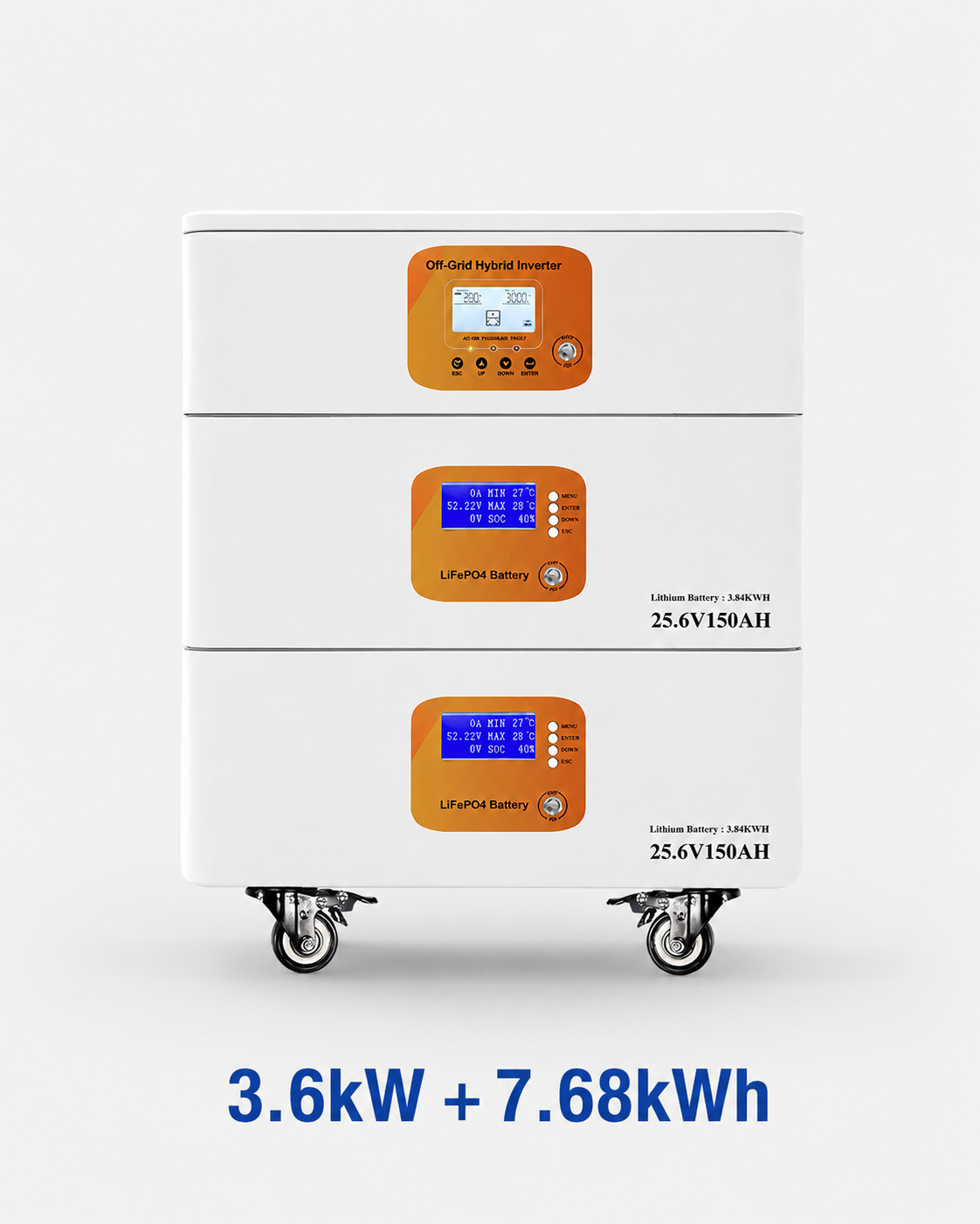 Horizontal Stackable All-in-One Energy Storage System, 3.6kW/11kW Inverter with 3.84kWh-60kWh Battery