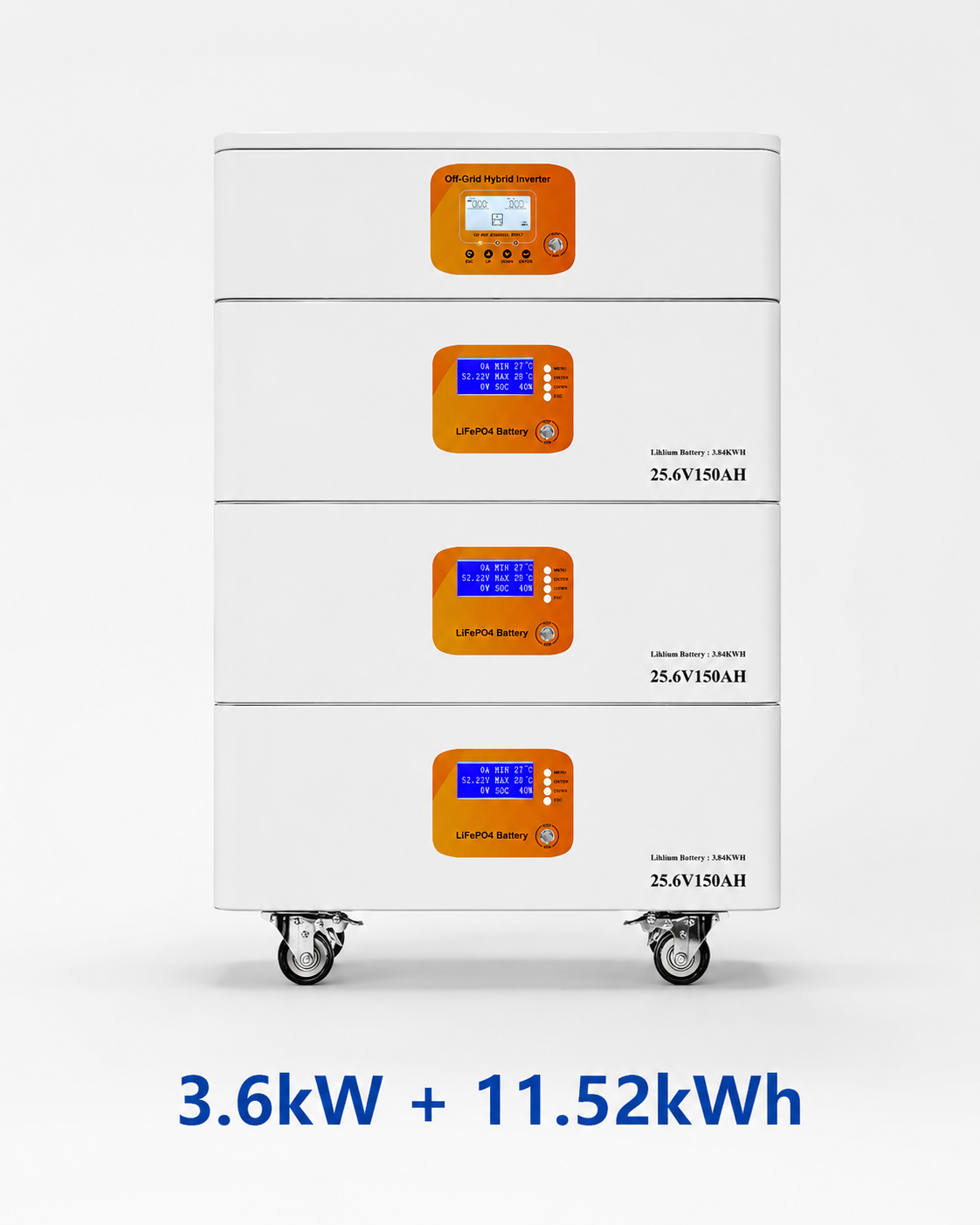 Horizontal Stackable All-in-One Energy Storage System, 3.6kW/11kW Inverter with 3.84kWh-60kWh Battery