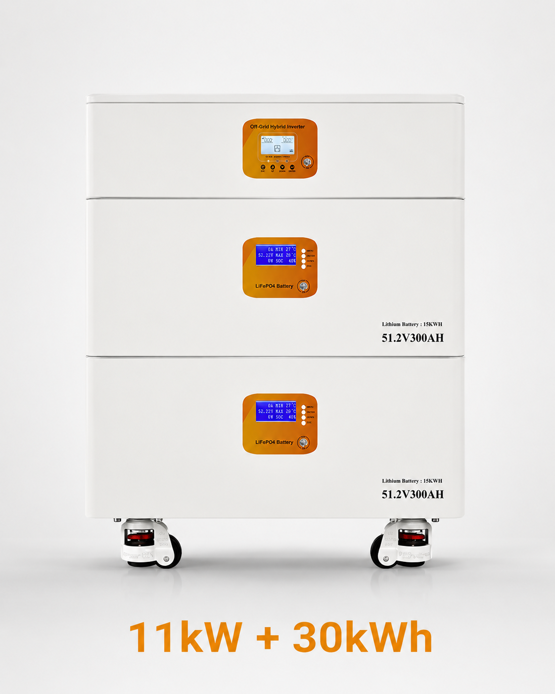 Horizontal Stackable All-in-One Energy Storage System, 3.6kW/11kW Inverter with 3.84kWh-60kWh Battery